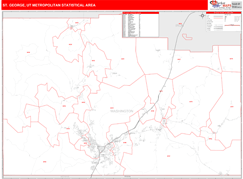 St. George Metro Area Digital Map Red Line Style